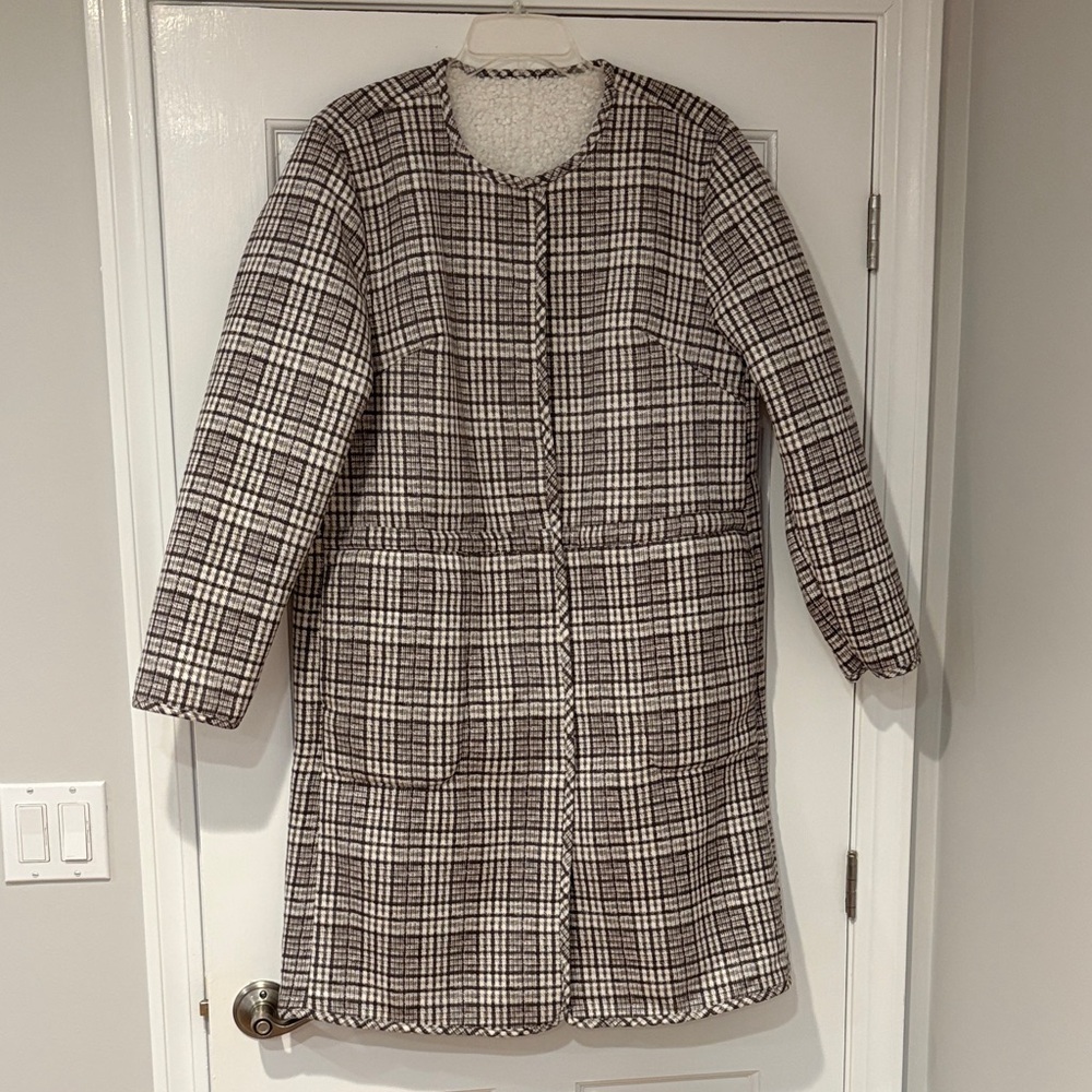 NWT DG2 by Diane Gilman Brown and Cream Faux Suede/Sherpa Reversible Coat XL - Picture 2 of 16